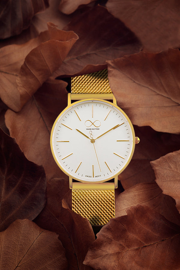 Wade Hutton's, Bombay watch with golden leaves.