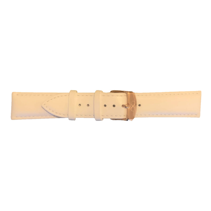 White Leather Strap With Rose Gold Buckle